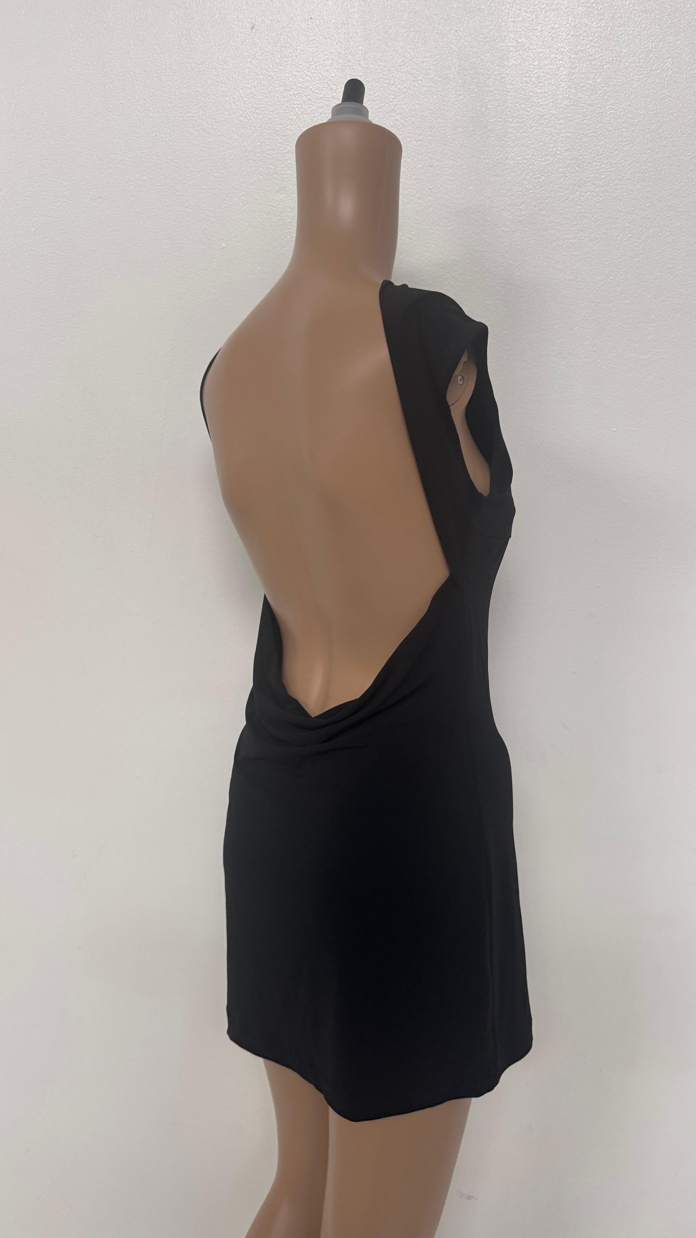 Minimalist Vintage Plein Sud Black Stretch Dress with Open Back 2