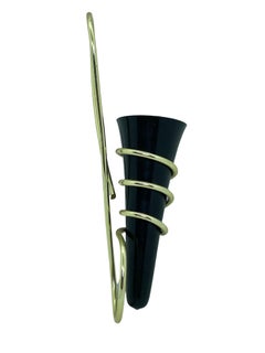 Vaso da parete minimalista in ottone e bachelite Decorazione da parete moderna di metà secolo, anni '50