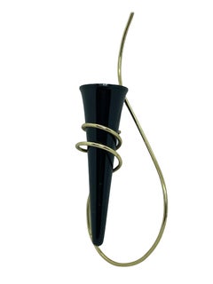 Vaso da parete minimalista in ottone e bachelite Decorazione da parete moderna di metà secolo, anni '50