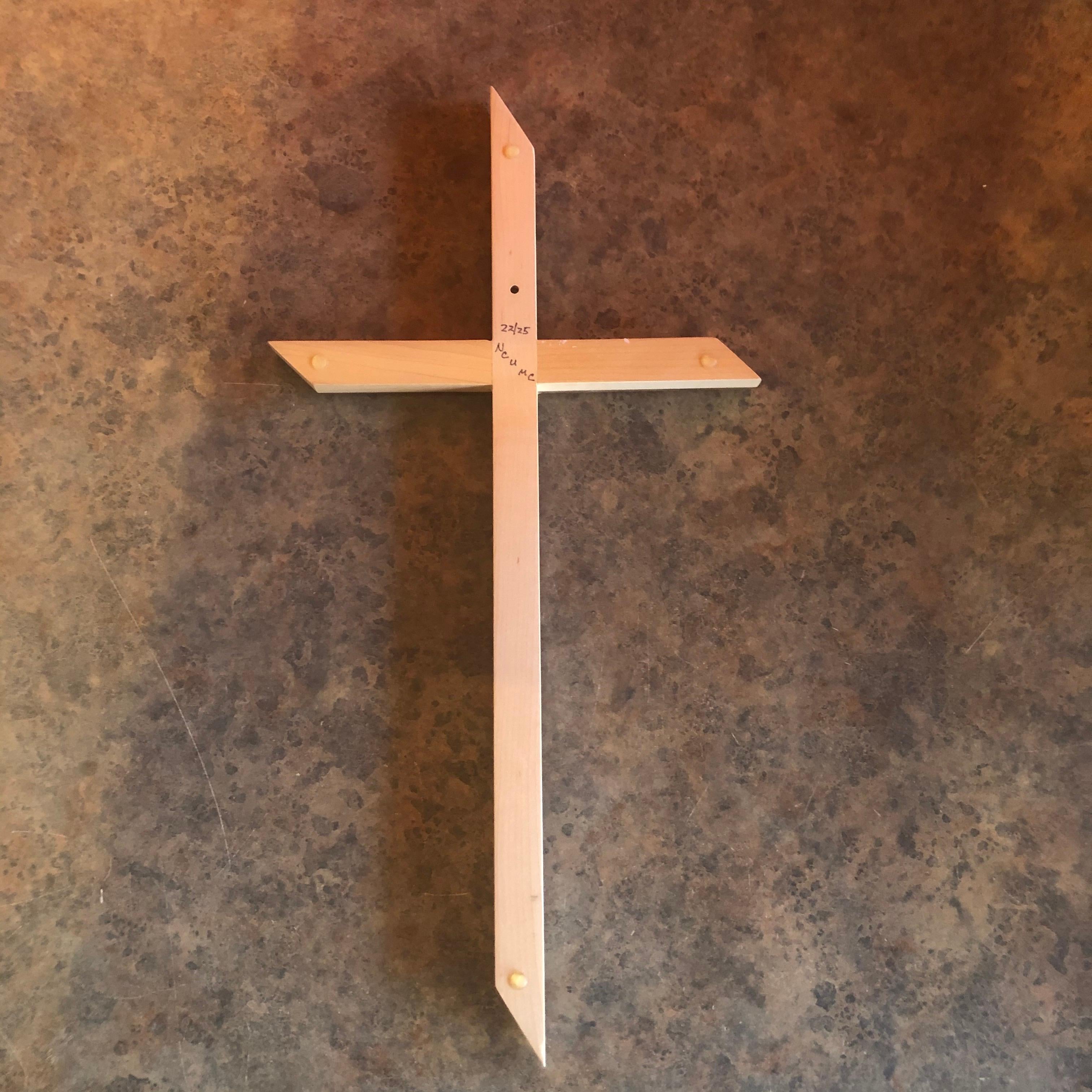 20th Century Minimalist Walnut and Ash Crucifix / Cross For Sale