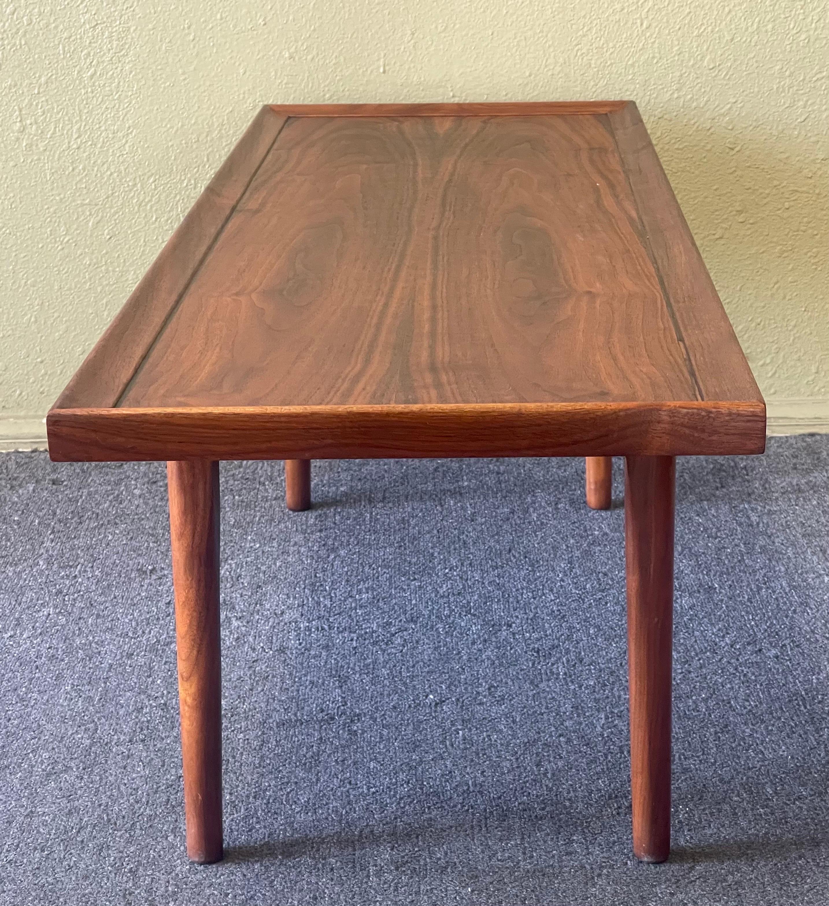 Minimalist Walnut Coffee Table by Kipp Stewart for Drexel, Declaration Line For Sale 1