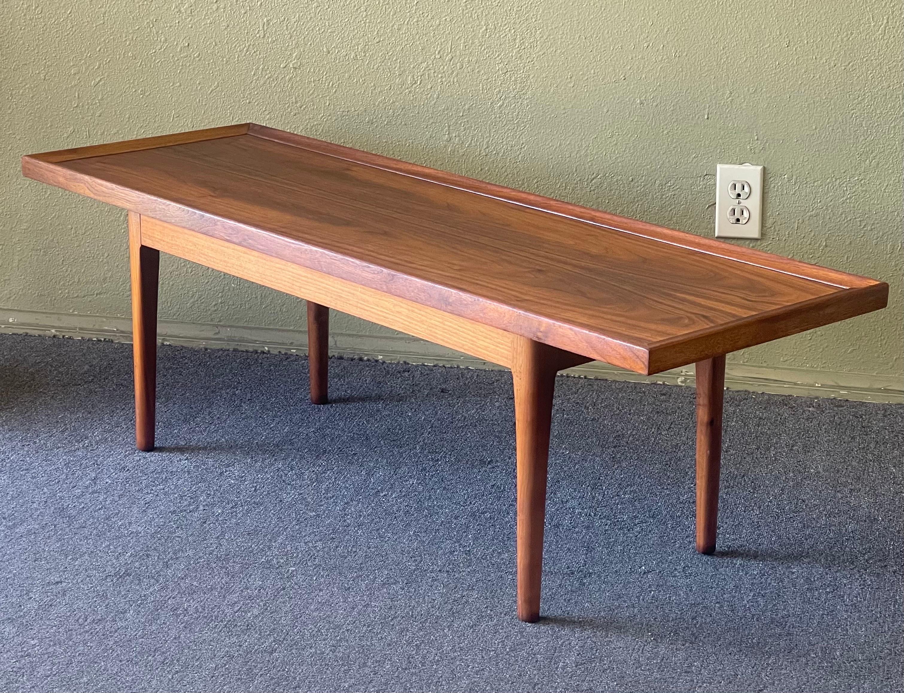 Minimalist Walnut Coffee Table by Kipp Stewart for Drexel, Declaration Line For Sale 4