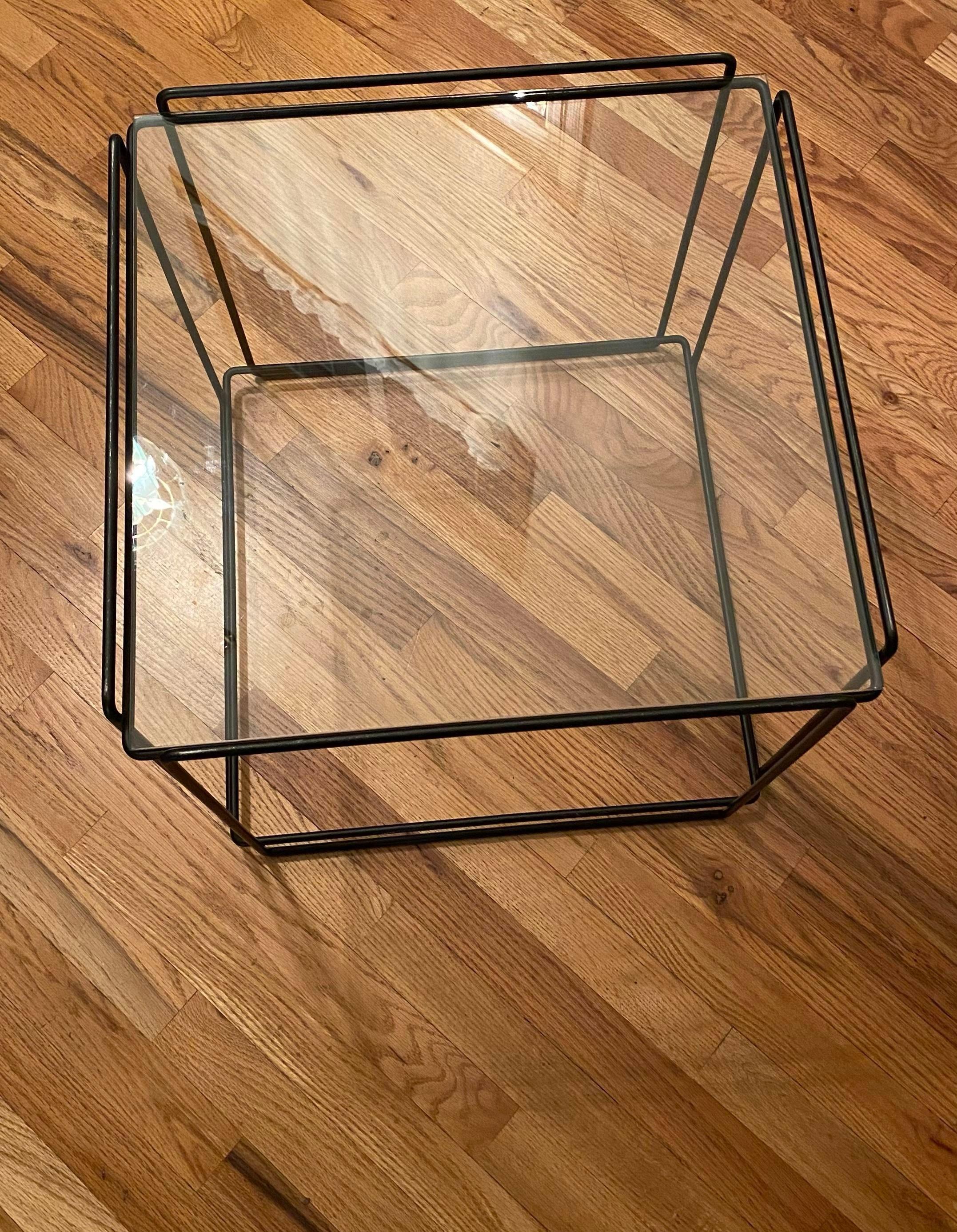 Minimalist Metal Cube End Table by Max Suaze for Attro (France) For Sale
