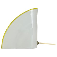 minimalist white and yellow Murano glass table light by DE MAJO, Italy 1970s