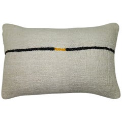 Minimalist White Black Goldenrod Vintage Turkish Kilim Pillow