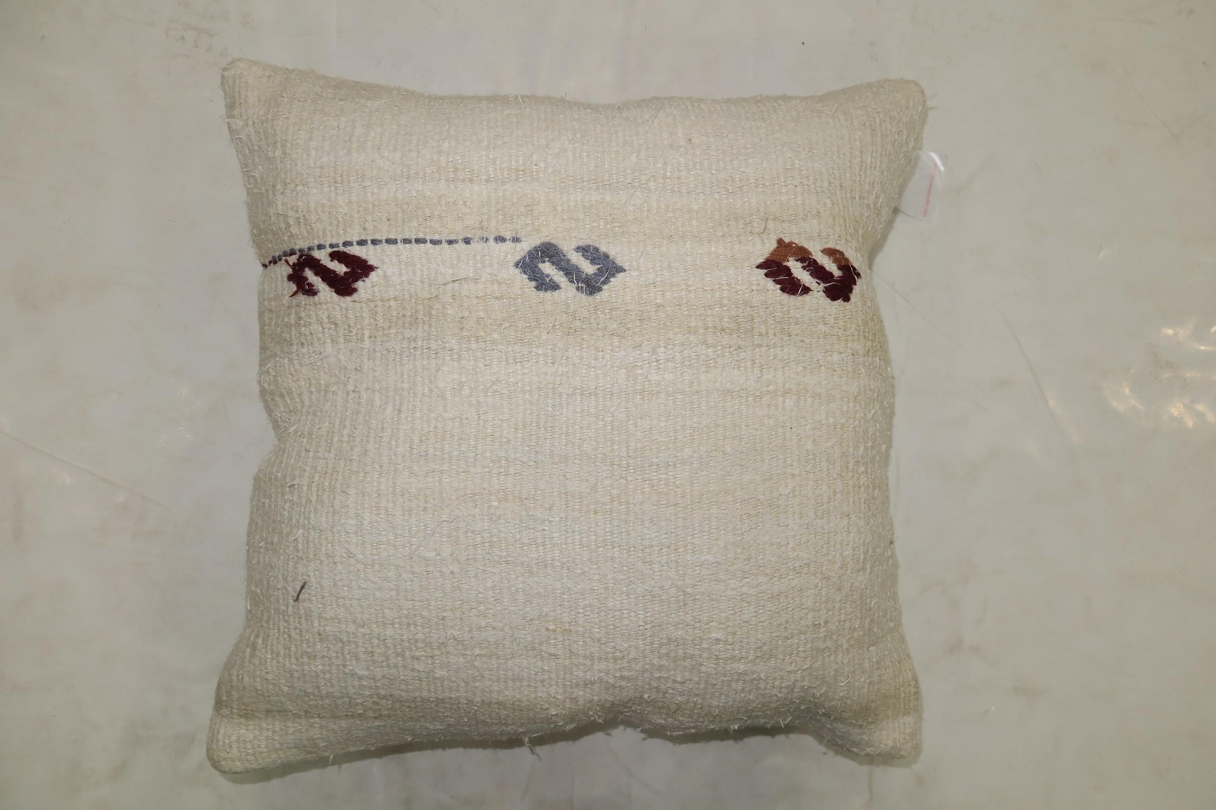 Industrial Minimalist White Turkish Kilim Tribal Pillow For Sale