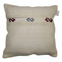 Colección Zabihi Cojín Minimalista Kilim Turco Blanco Tribal