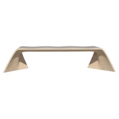 Minimalist Wooden Bench, with Harmoniously Warped Sides