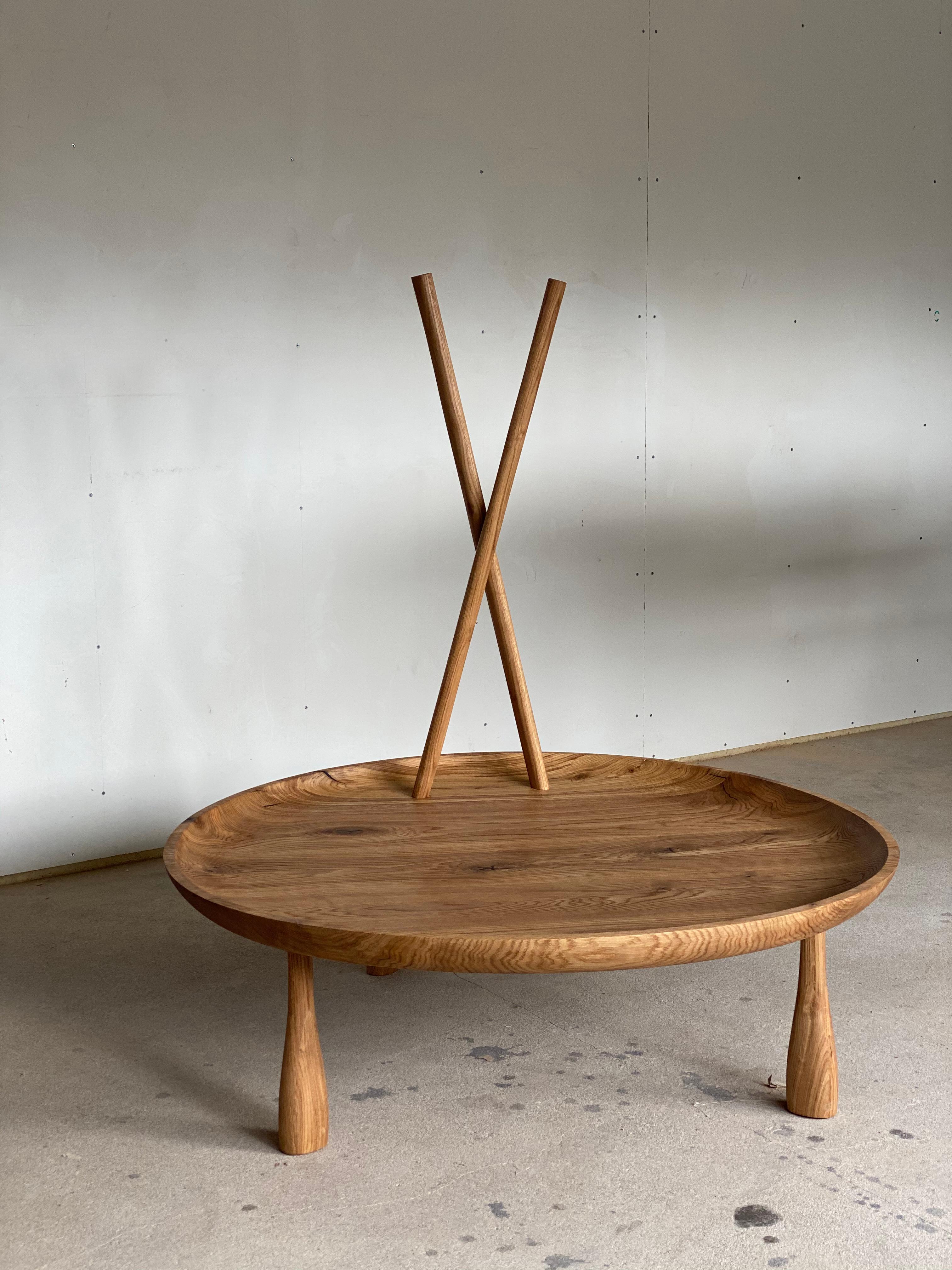 Minimalist Wooden Side Coffee Low Table Charlotte D120 by Olga Engel For Sale 1