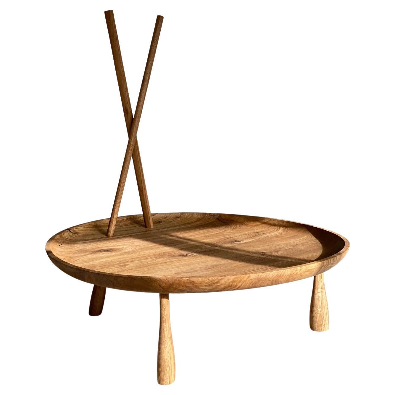 Minimalist Wooden Side Coffee Low Table Charlotte D120 by Olga Engel For Sale