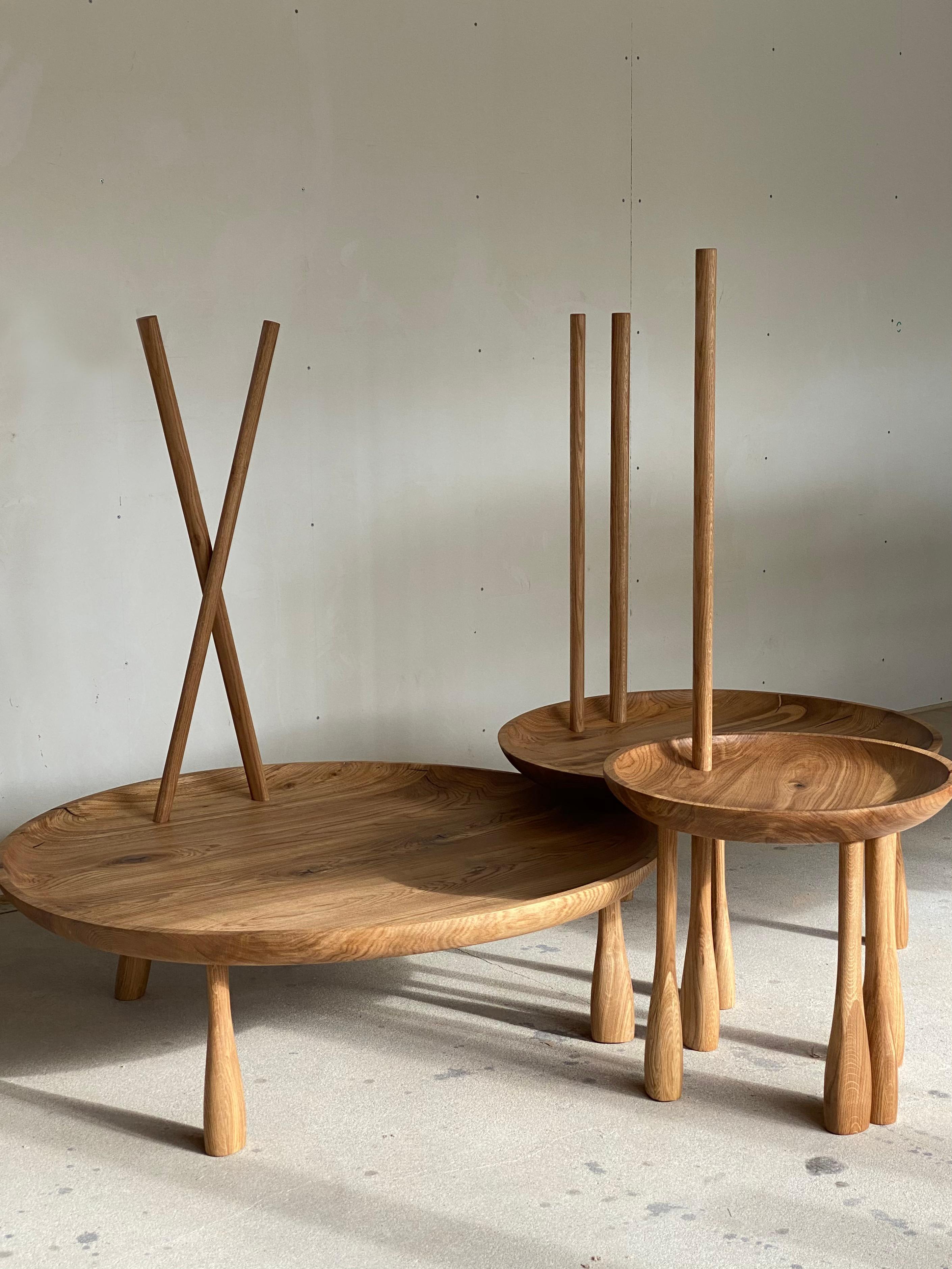 Minimalist Wooden Side Coffee Low Table Charlotte D60 by Olga Engel For Sale 2