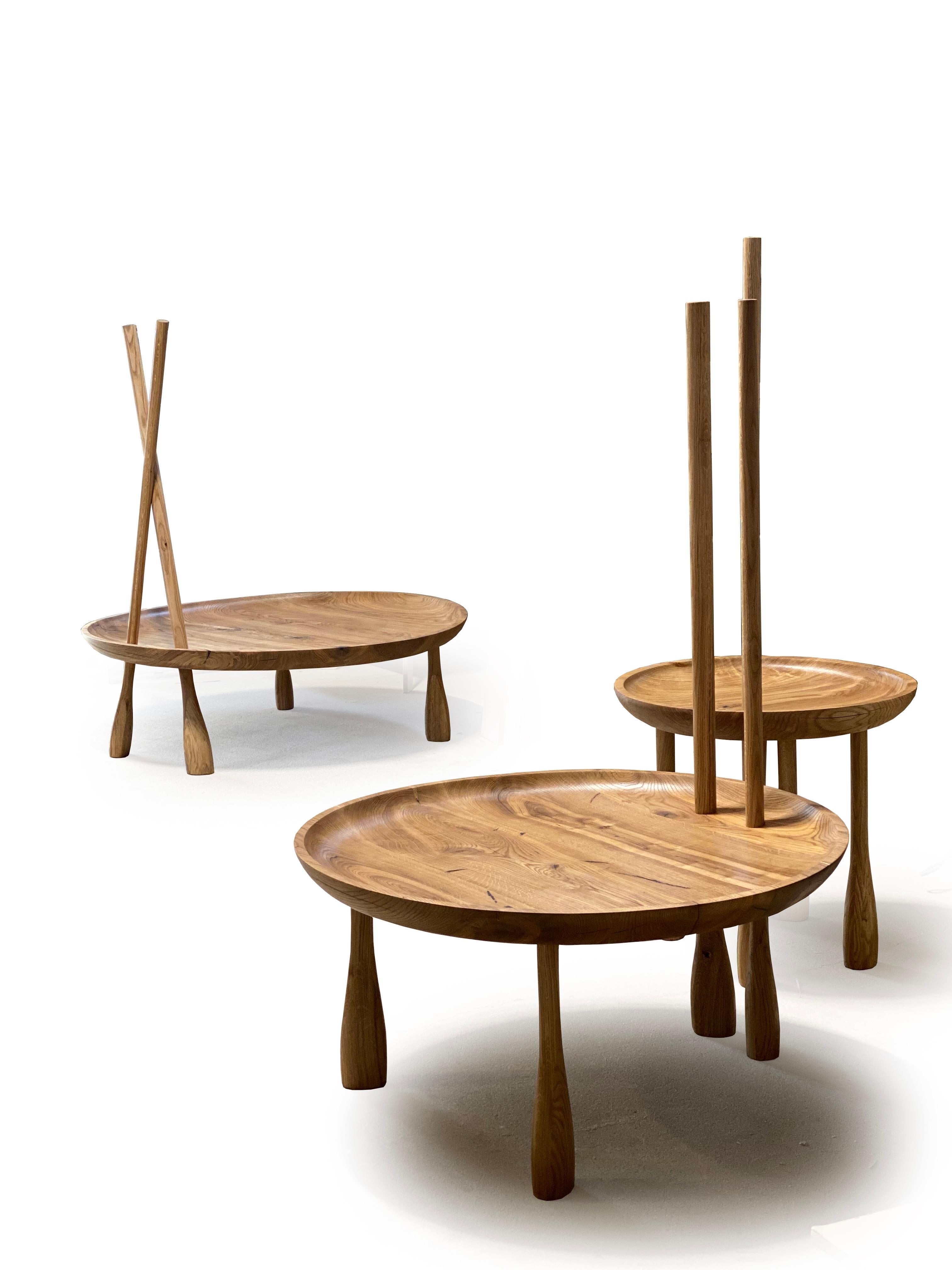Latvian Minimalist Wooden Side Coffee Table Charlotte D90 by Olga Engel For Sale