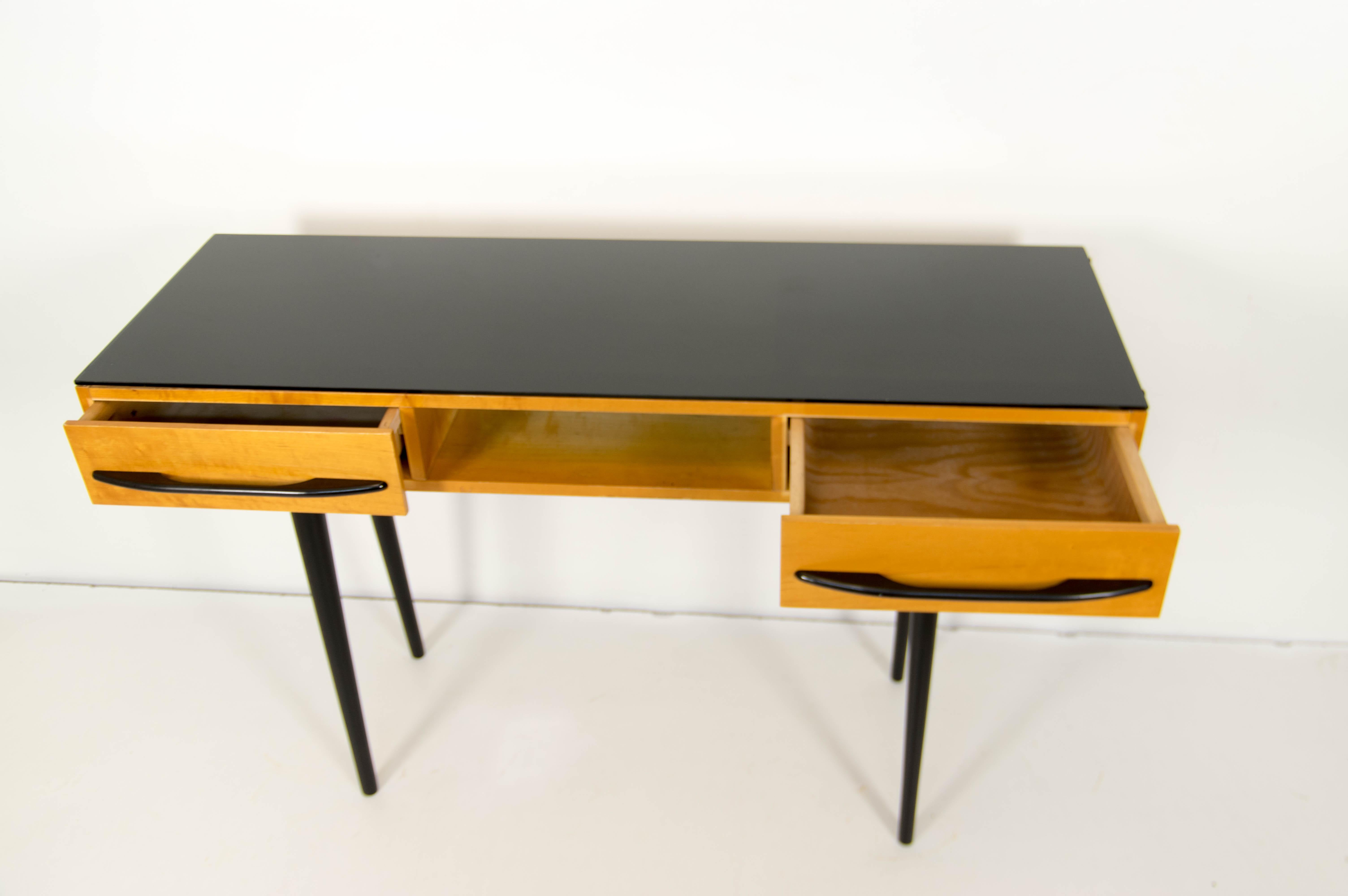 Glass Minimalist Writing Desk or Dressing Table by M. Pozar for UP Zavody 1960s For Sale