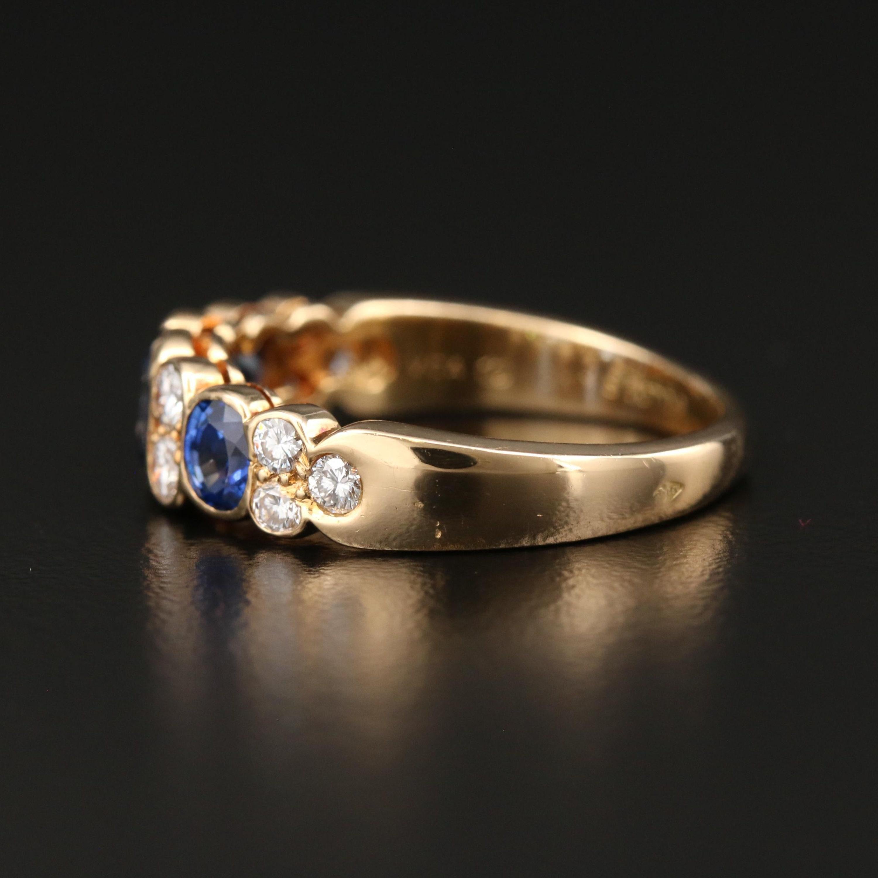 For Sale:  Minimalist Yellow Gold Oval Cut Natural Sapphire Diamond Bridal Promise Ring 2