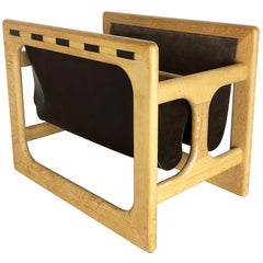 Vintage Minimalistic 1970s Danish Oak Wood Magazine Rack Design Made by Salin Møbler