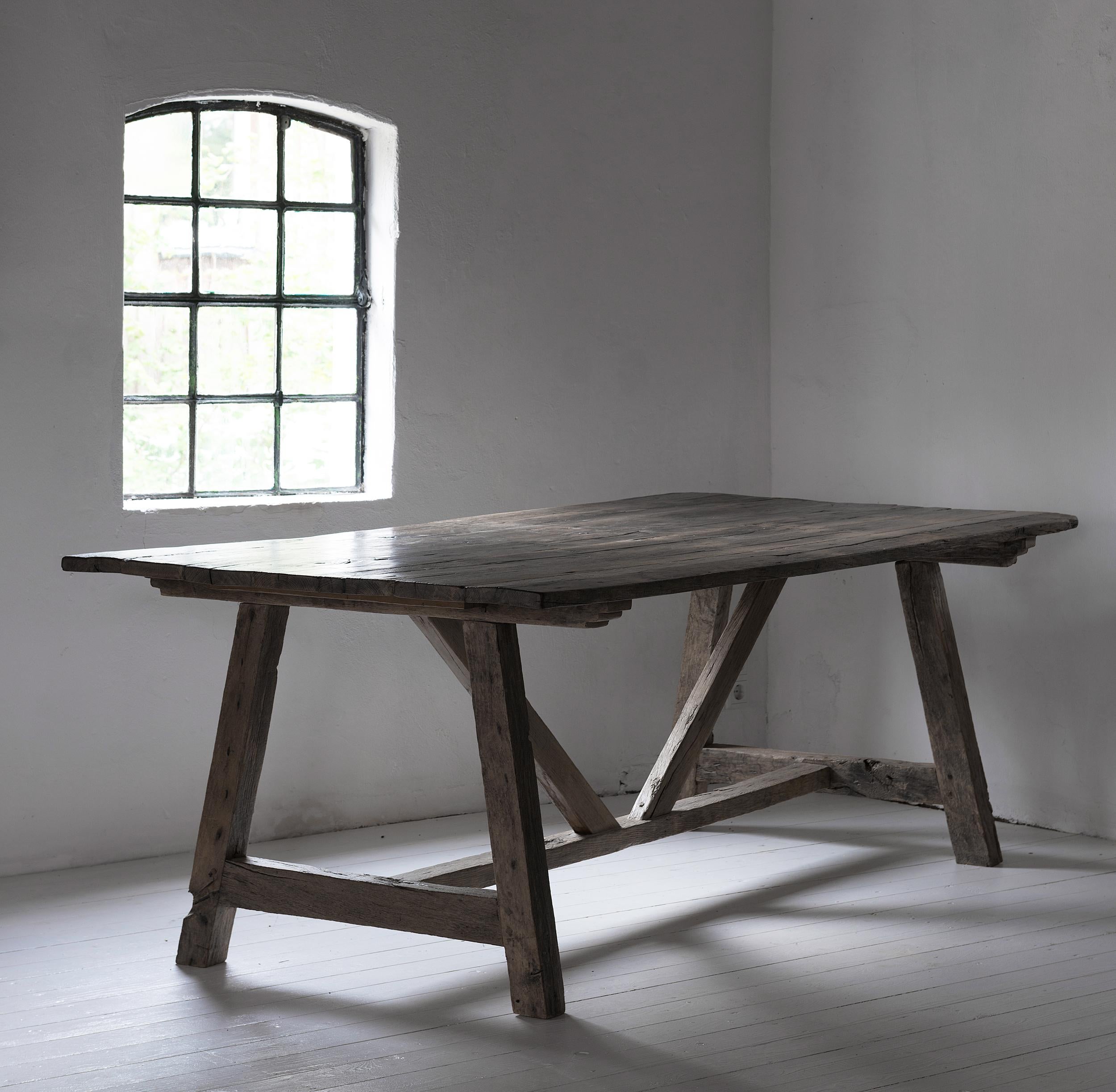 Spanish Minimalistic 19th Century Table in French Antique Oak