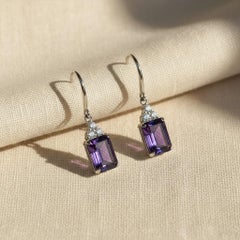 Orecchini minimalisti con ametista, argento, oro