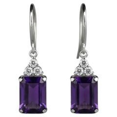 Minimalistic Amethyst earrings, silver, gold