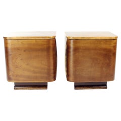 Tables de chevet minimalistes en acajou, Tchécoslovaquie, années 1950