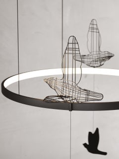 Minimalistic Ceiling Light "Flight Shadows" with Animal Decoration