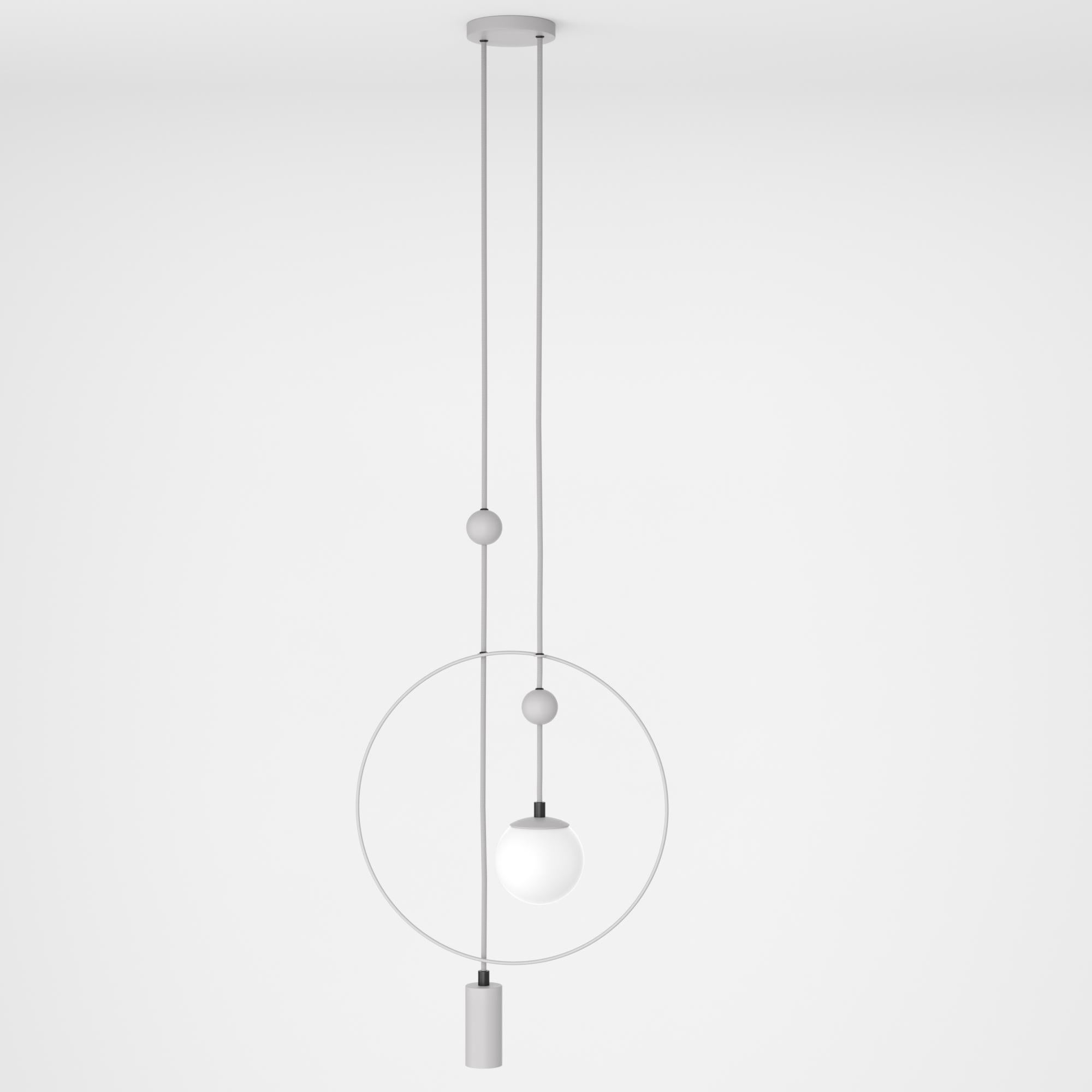 Minimalistic Ceiling Light, Glass Sphere + Cylinder Edition For Sale 4