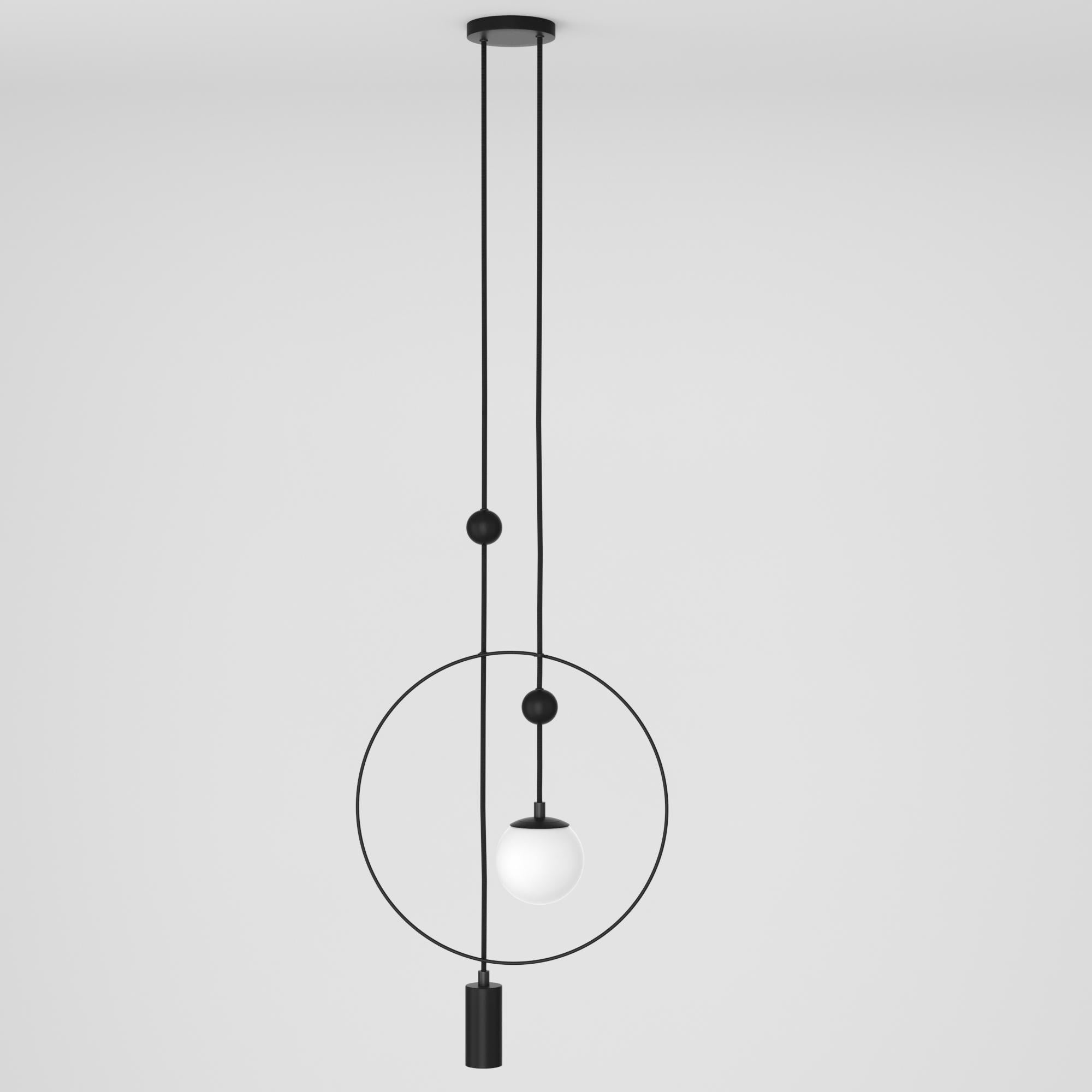 Minimalistic Ceiling Light, Glass Sphere + Cylinder Edition For Sale 6