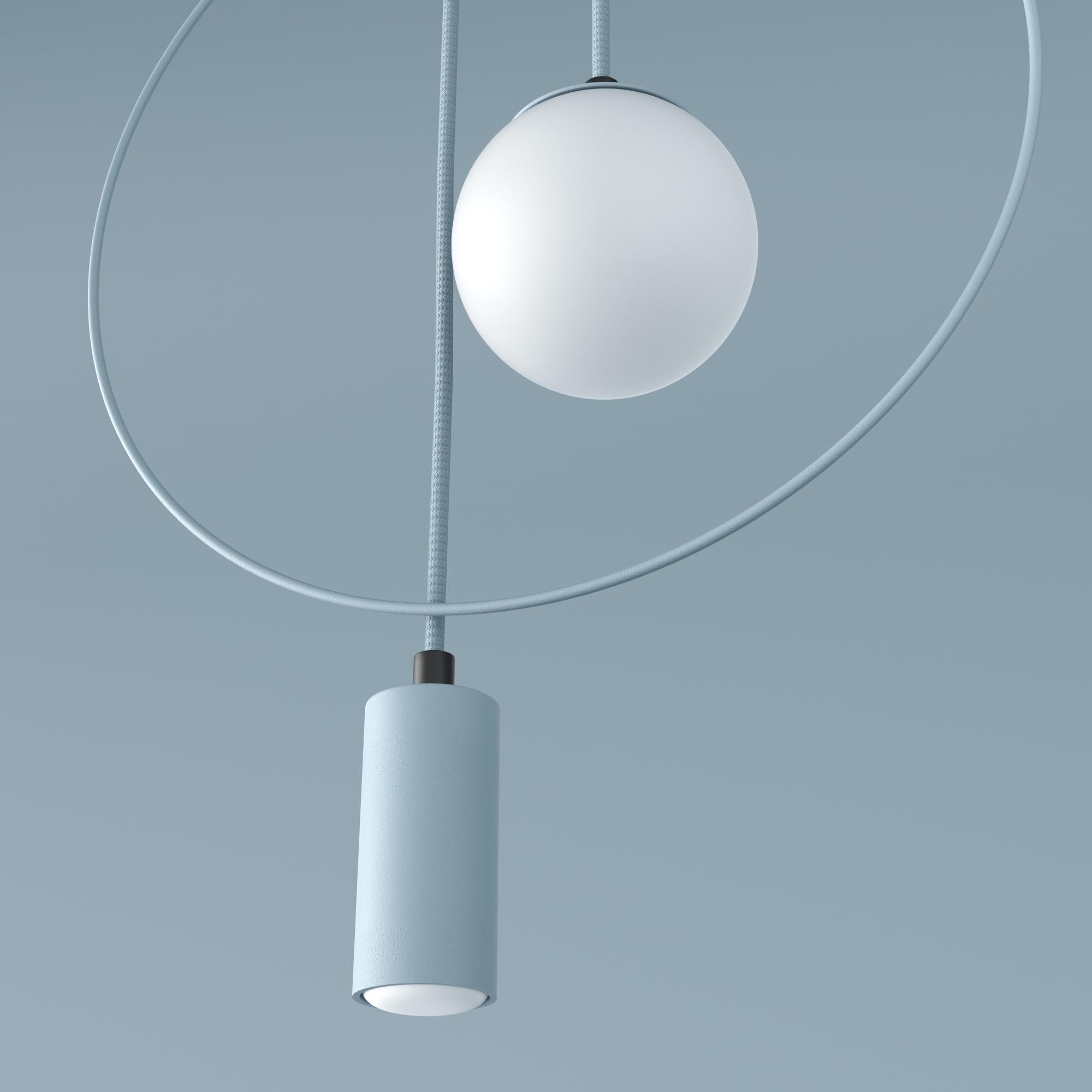 Minimalistic Ceiling Light, Glass Sphere + Cylinder Edition For Sale 8