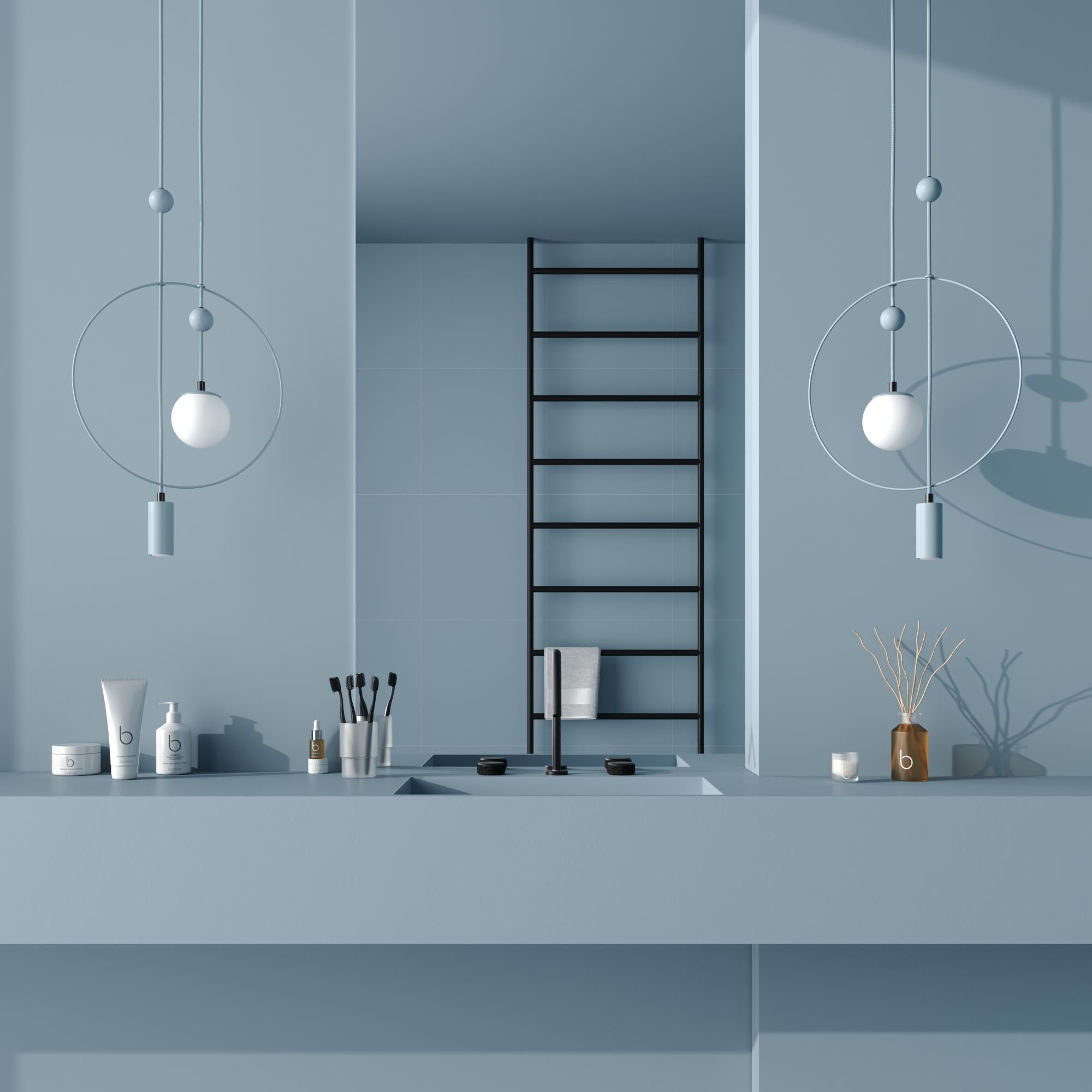 Minimalistic Ceiling Light, Glass Sphere + Cylinder Edition For Sale 9