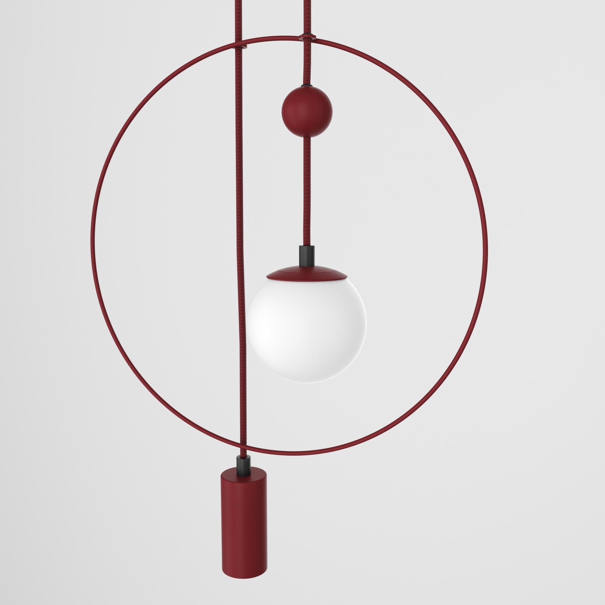 Hand-Crafted Minimalistic Ceiling Light, Glass Sphere + Cylinder Edition For Sale