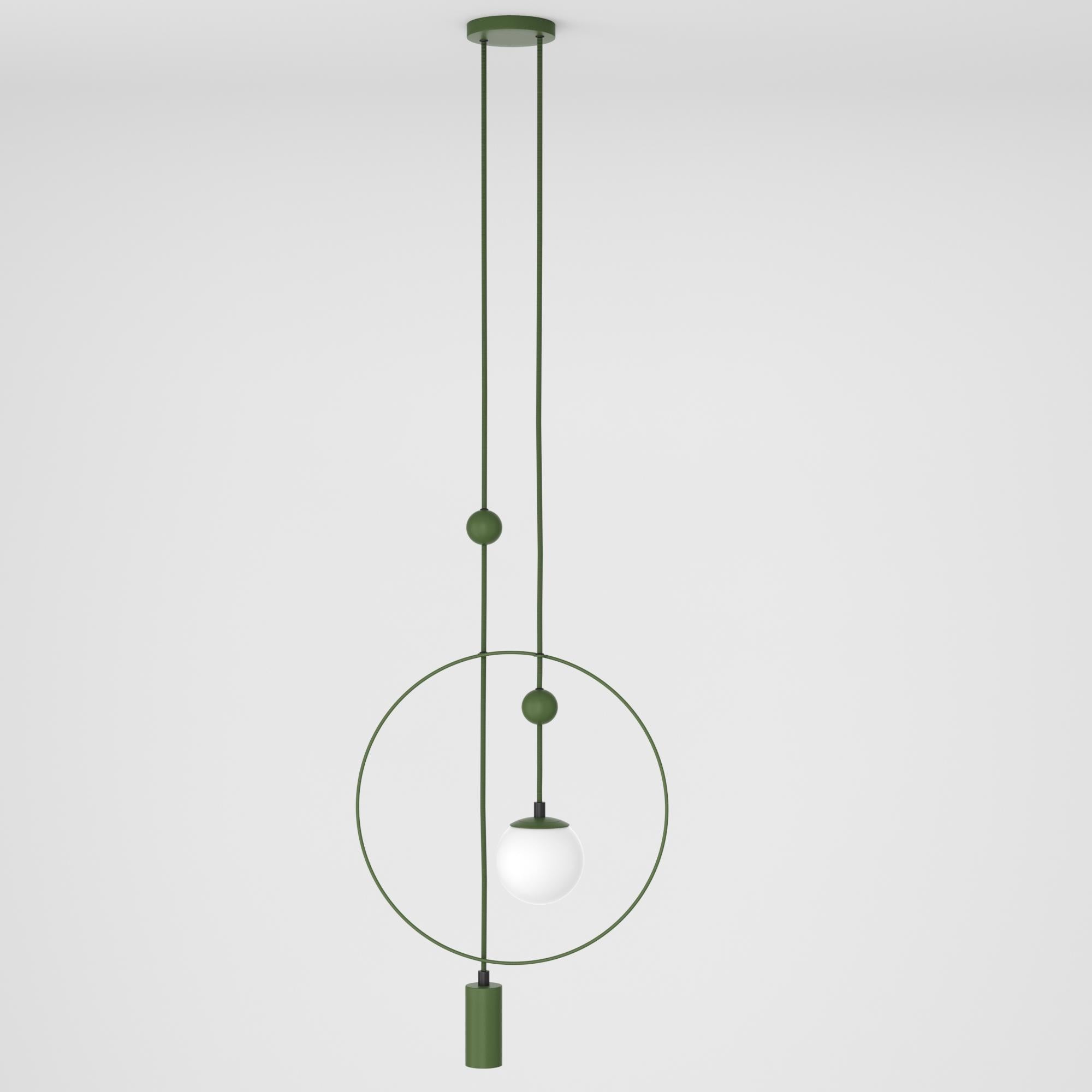 Minimalistic Ceiling Light, Glass Sphere + Cylinder Edition For Sale 2