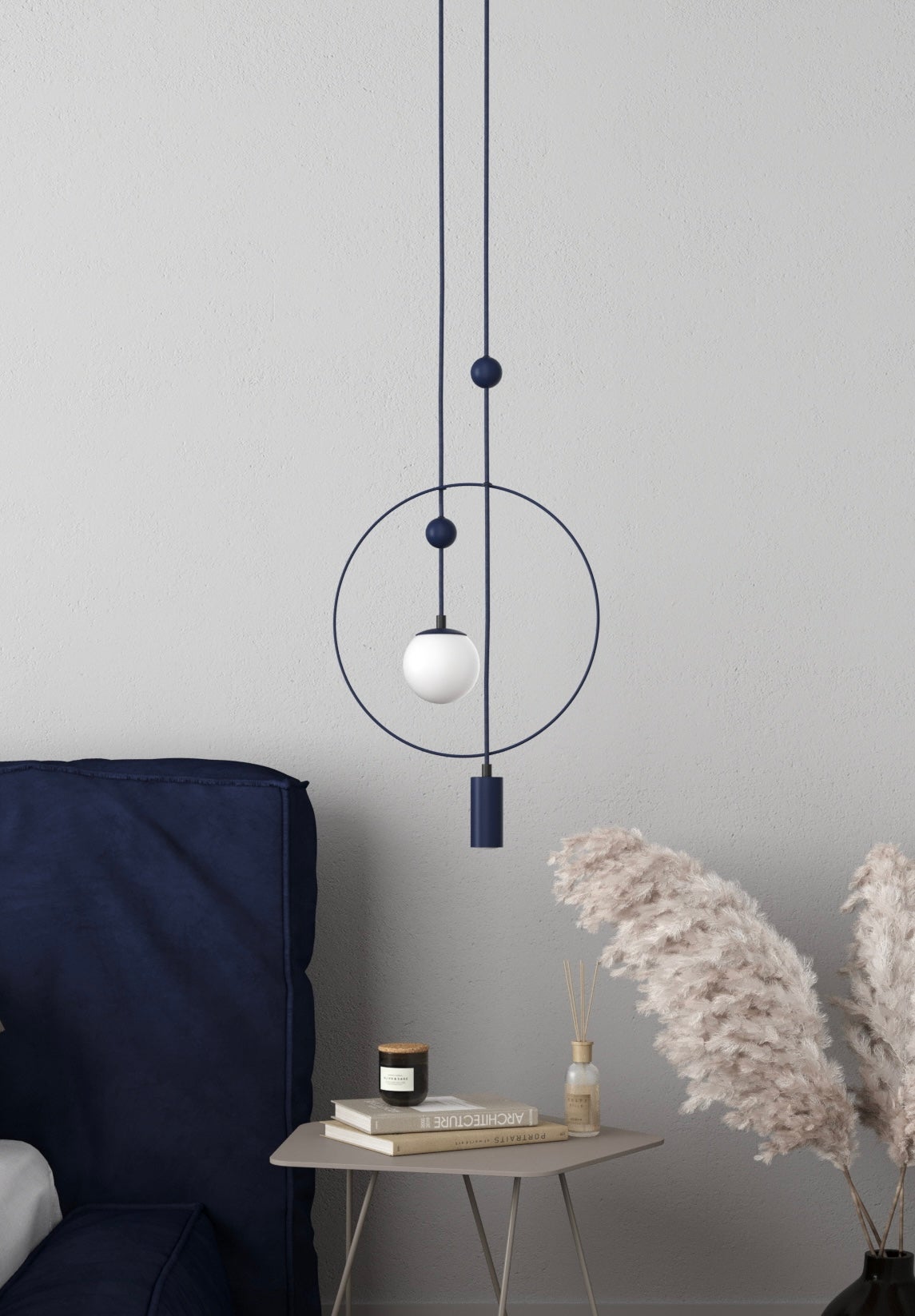 Minimalistic Ceiling Light, Glass Sphere + Cylinder Edition For Sale