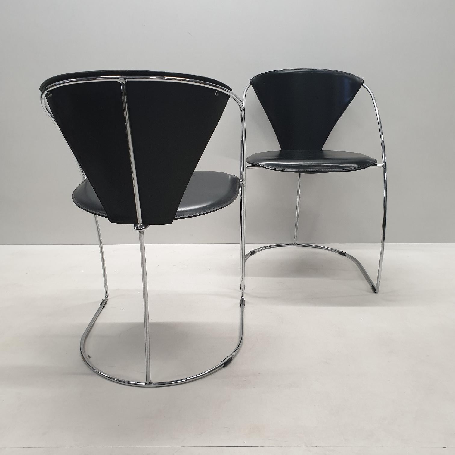 20th Century Minimalistic Chrome Dining Chairs by Arrben Italy, 1980s, Set of 4 For Sale