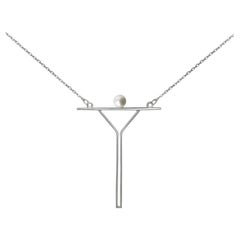 Minimalistic Cocktail Contemporary Pendant on .925 Gilding Silver Chain Pearl