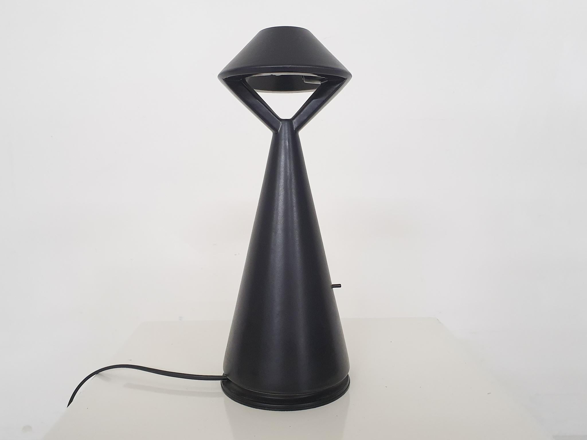 Mid-Century Modern Minimalistic Design Black Ceramic Table Light, 1980's