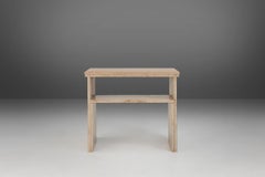 Minimalistic designed French console with shelve in travertine, 1980