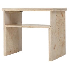 Consolle francese dal design minimalista con scaffale in travertino, 1980