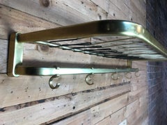 Minimalistic Dutch 1960s Retro Brass or Copper Coat Rack with Hat Shelf