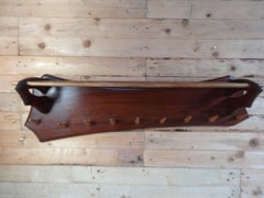 Minimalistic Dutch 1960s Retro Carved Solid Teak Coatrack in Mint Condition