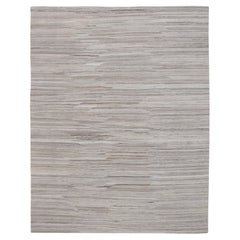 Minimalistic Earthy Neutral Tone Wool Kilim   8'5''x10'8''