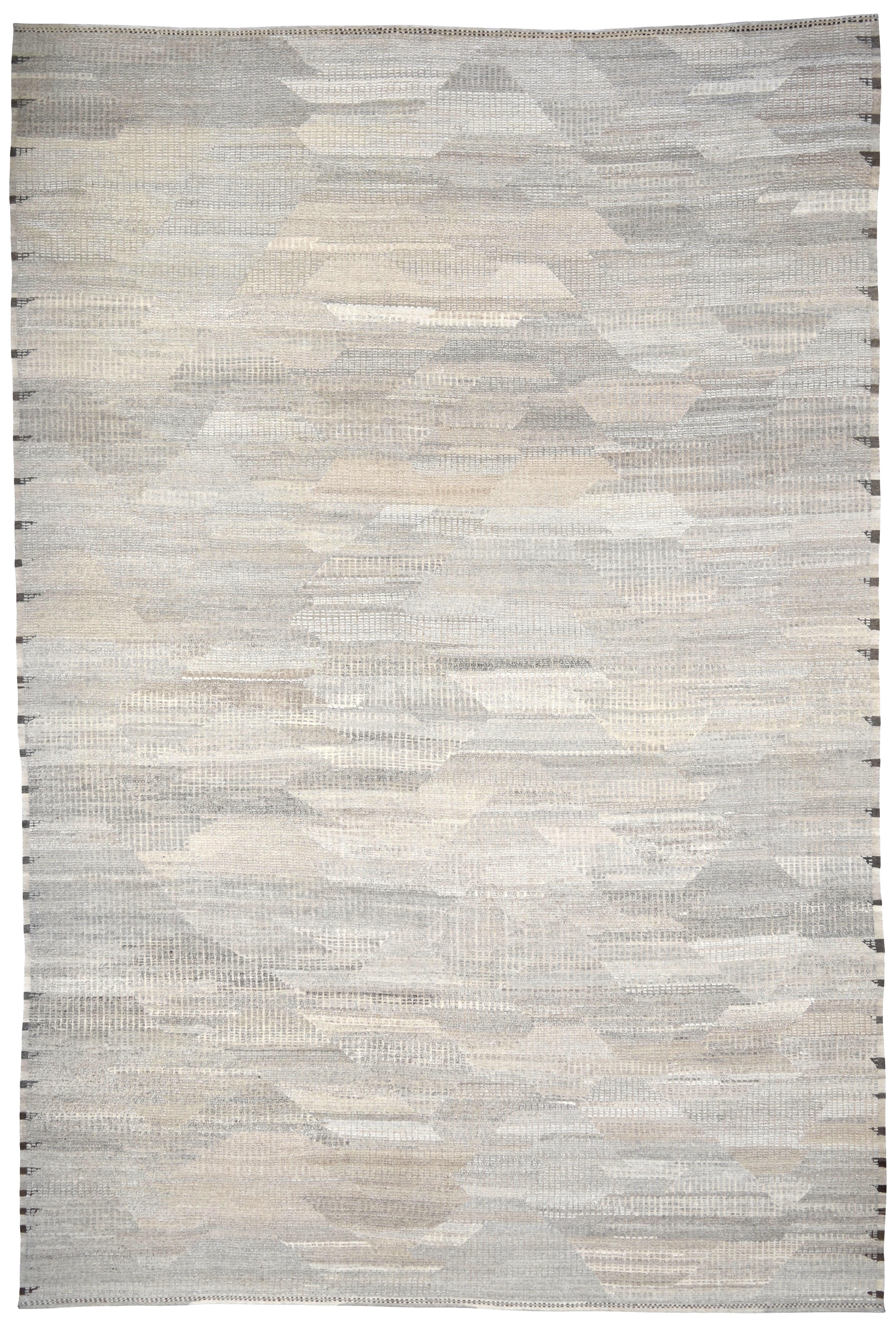Minimalistischer feiner natürlicher und unbehandelter, erd getönter Wollteppich 13'7''x20'3''