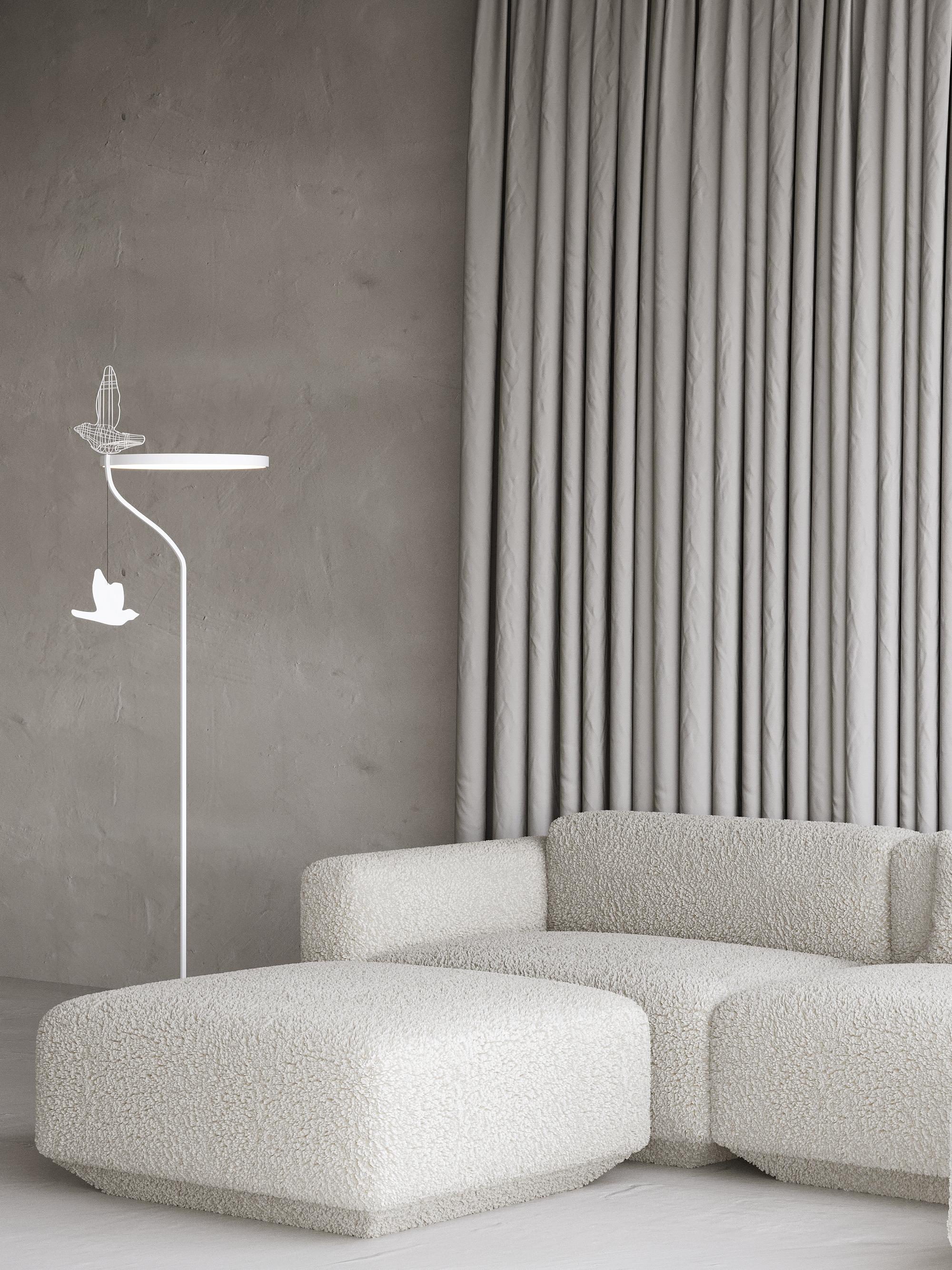 Moderne minimalistische Stehlampe „Flight Shadows“ aus Edelstahl im Angebot 3