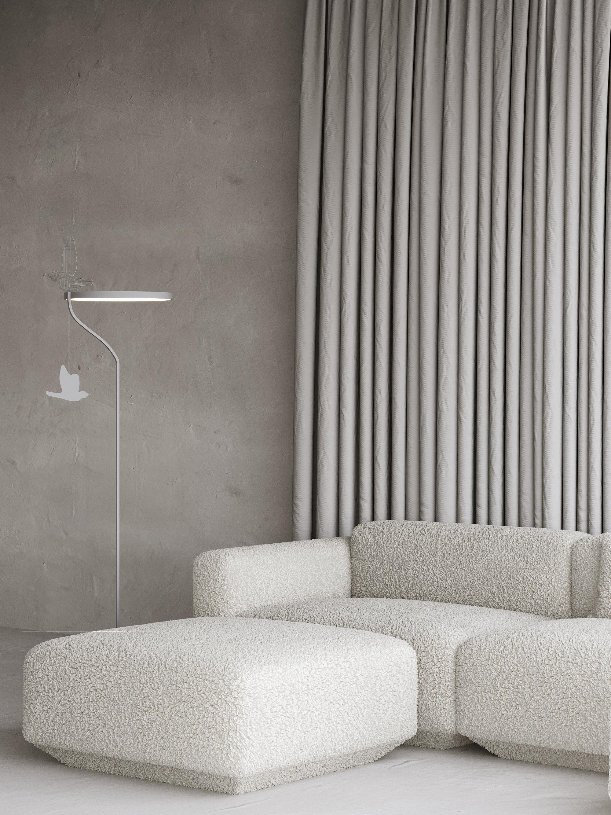 Moderne minimalistische Stehlampe „Flight Shadows“ aus Edelstahl im Angebot 4