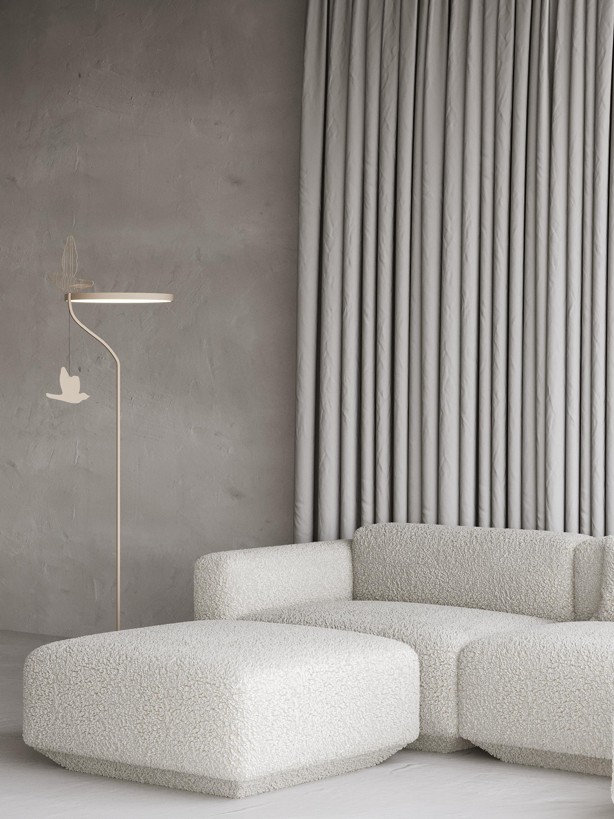 Moderne minimalistische Stehlampe „Flight Shadows“ aus Edelstahl im Angebot 1