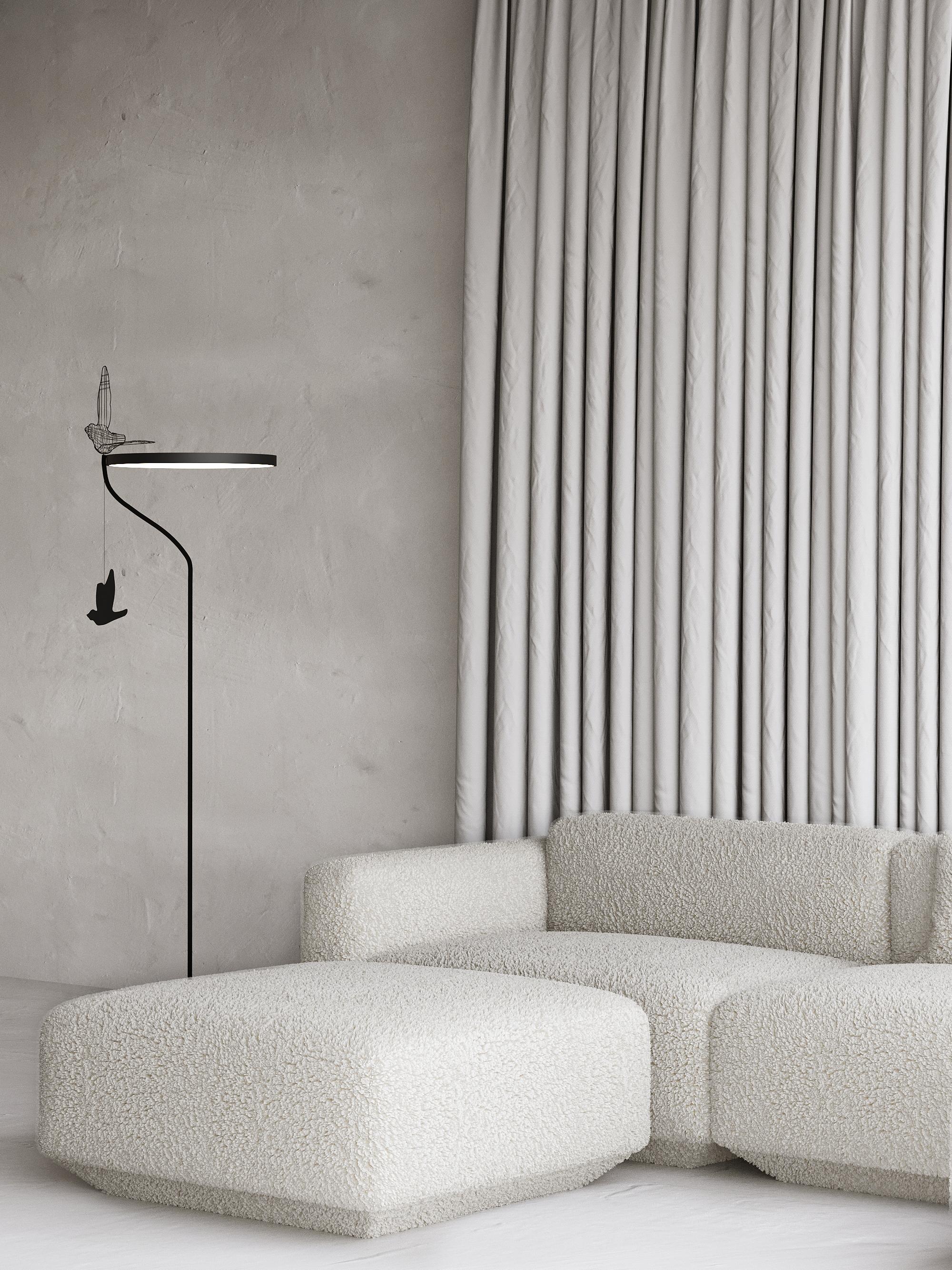 Moderne minimalistische Stehlampe „Flight Shadows“ aus Edelstahl im Angebot 2