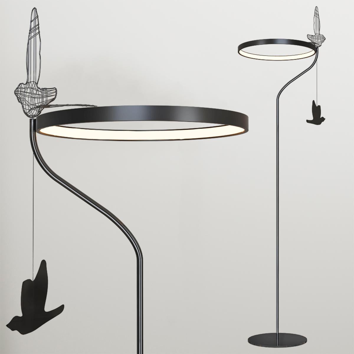 Minimalistic Floor Lamp "Flight Shadows" Modern Stainless Steel Lighting