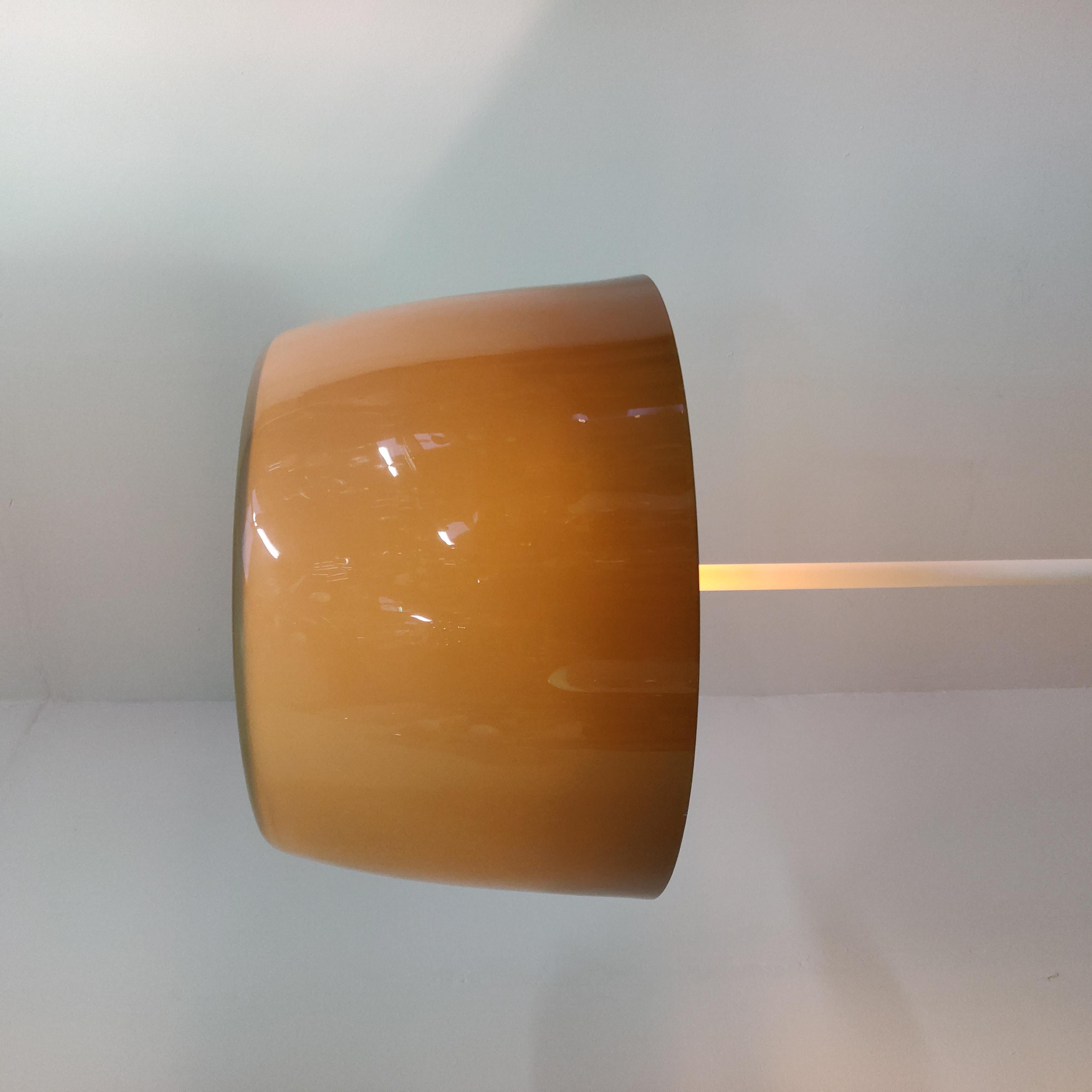 European Minimalistic Floor lamp with Lucent brown acrylic lamp shade, 1970s.