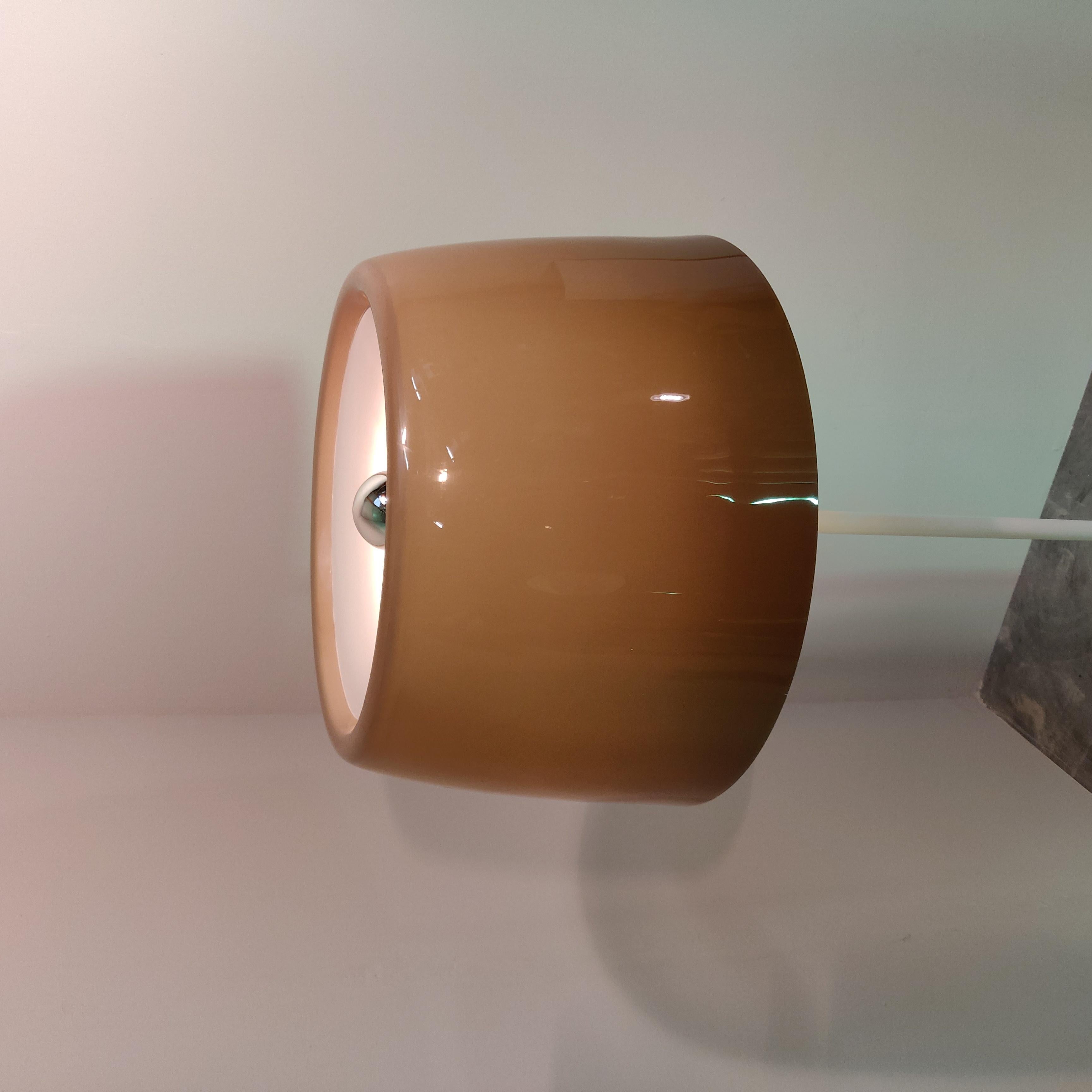 Minimalistic Floor lamp with Lucent brown acrylic lamp shade, 1970s. In Good Condition In MIJDRECHT, NL