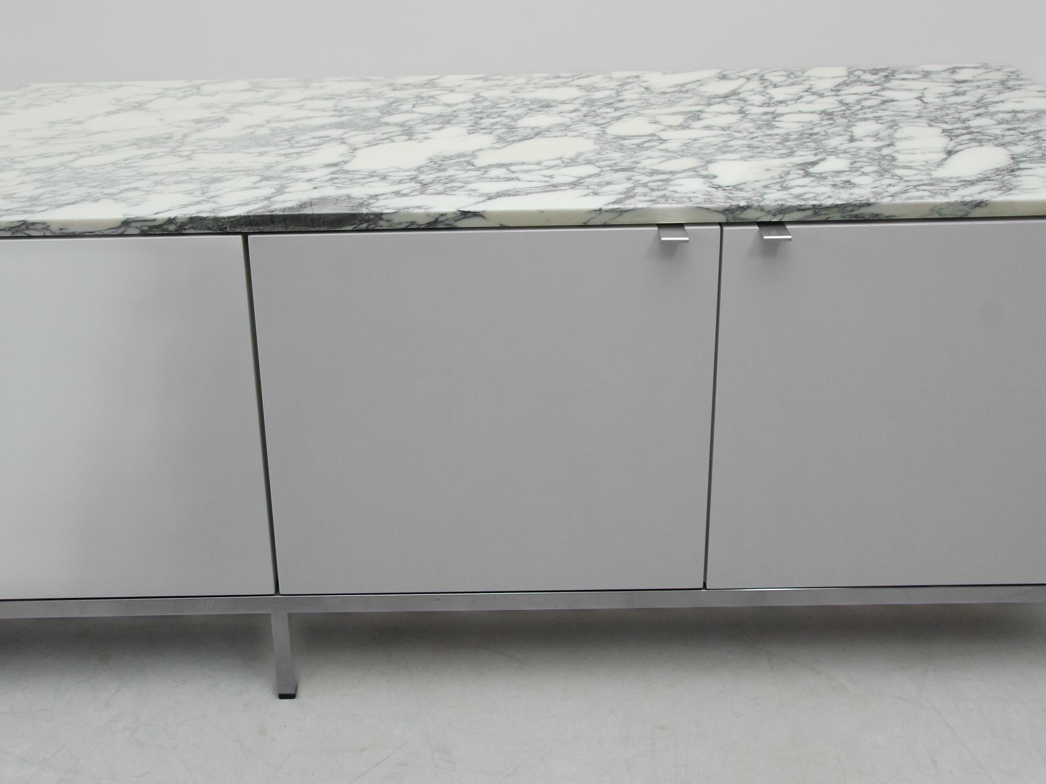 Mid-Century Modern Minimalistic Freestanding  Four Doors Florence Knoll Marble Top Sideboard, 1961  For Sale