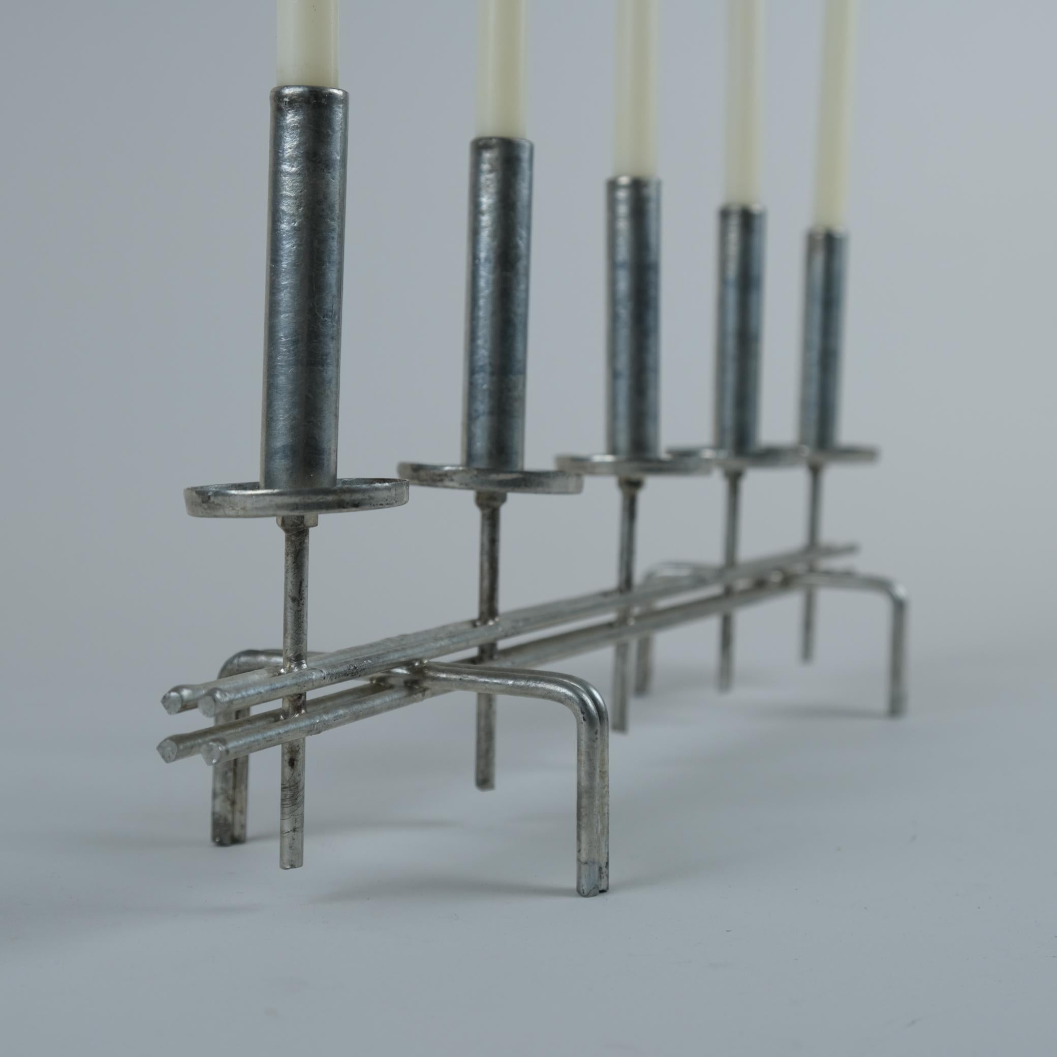Finnish Minimalistic Handmade Paavo Tynell Tin Candelabra, 1960s For Sale