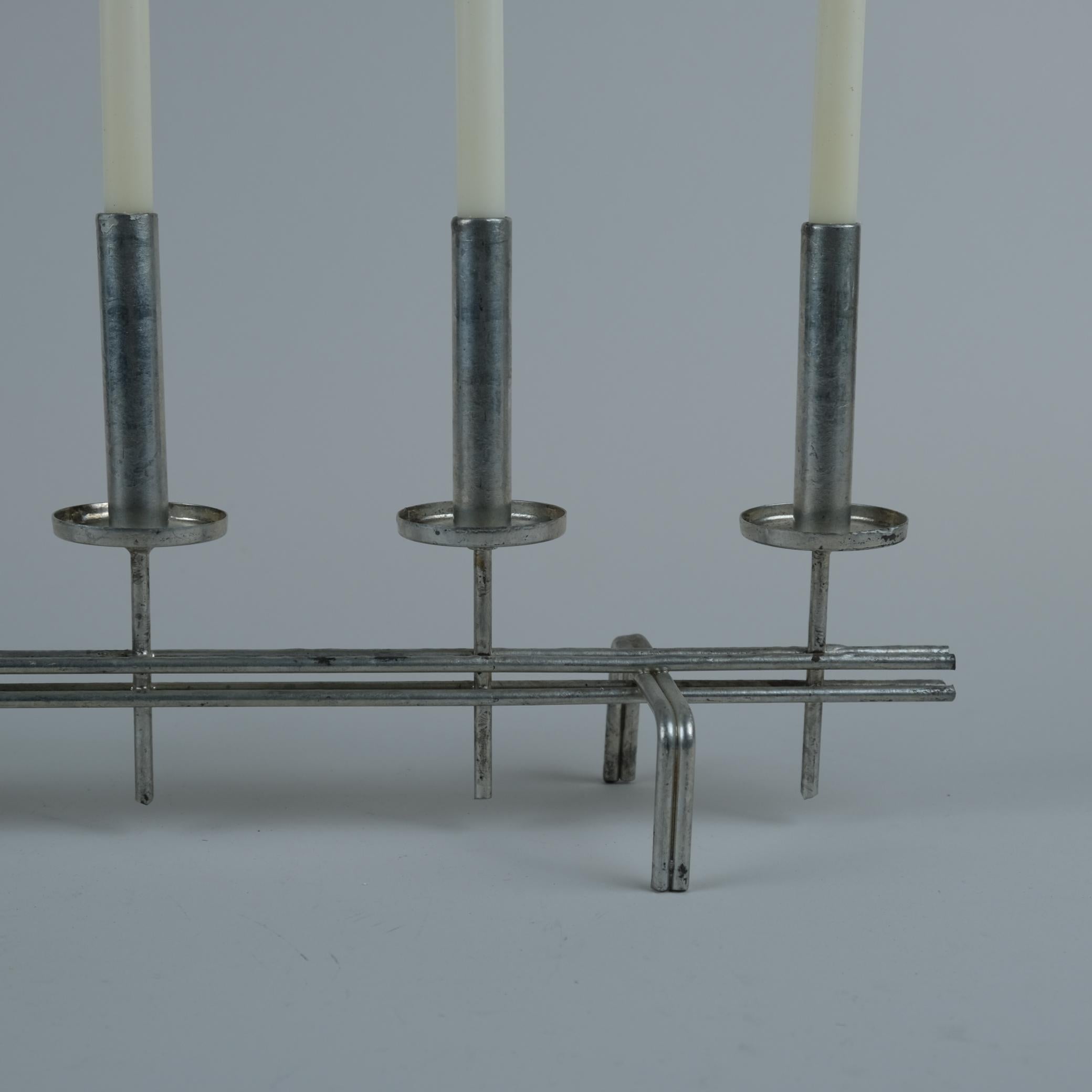 Mid-20th Century Minimalistic Handmade Paavo Tynell Tin Candelabra, 1960s For Sale